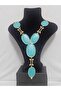 Turquoise Natural Stone Necklace Earring Set - 2
