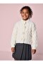 Girl's Premium Quality Front Snap Knitted Patterned Cardigan Beige