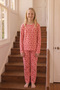 Pink Patterned Thermal Fabric Ultra Soft Knitted Pajama Set - 4