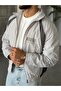 Monaco Printed Zipper Jacket with Stripe Detail S - Ice Gray