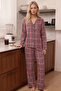 طقم بيجامة محبوك بأزرار من قماش حراري منقوش فائق النعومة من Gülkurusu - 2