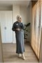 Women's Ribbed Long Knitwear Jile Dress and Sweater Two-Piece Set Hijab - 4