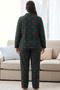 Green Patterned Thermal Fabric Ultra Soft Plus Size Oversized Buttoned Knitted Pajama Set - 3