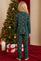 Green Christmas Themed Patterned Thermal Fabric Ultra Soft Buttoned Knitted Pajama Set - 5