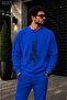 Men's Rebel Vertical Graffiti Printed Cycling Round Neck Casual Sweatshirt