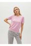 Women's Crew Neck Contrast Stripe Detailed Short Sleeve Knitwear Blouse