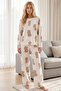 Ecru Patterned Thermal Fabric Ultra Soft Knitted Pajama Set - 2