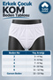 Boy's Kom Underpants 100% Cotton 0037 (Seher Authorized Seller) 5 Pieces - White - 5