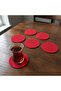 Premium Imported Thick Felt Coasters Red Set of 6