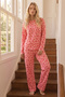 Pink Patterned Thermal Fabric Ultra Soft Knitted Pajama Set - 2
