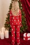 Red Christmas Themed Patterned Thermal Fabric Ultra Soft Knitted Pajama Set - 5