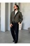 Premium Suede Textured Utility Coat Jacket S - Khaki Green - 3