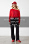 Women's Red Boat Neck Printed Modal Sweatshirt Alc-X15731 - 2