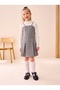 Girl's Combed Cotton Bodysuit/Steel Knitted Dress 2-Piece Set Plaid Gray
