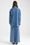 Zipper Closure, Lace Detail, Soft Denim Jacket and Trousers Two-Piece Set Blue 9468-Tk - 8