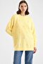 Stone Detailed Soft Fabric Oversize Knitwear Sweater Yellow 8290