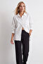 Women's White Single Pocket Textured Oversize Woven Shirt Alc-X15726 - 3