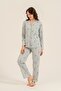 100% Cotton Women's Shirt Pajama Set, Uzunkol, Soft Green Pajama Set - 8