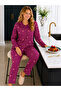 Raporlu Viscose Long Sleeve Patterned Pajama Set