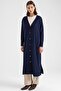 Button Closure V-Neck Long Knitwear Cardigan Dark Blue 8291 - 5