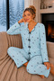 Raporlu Viscose Long Sleeve Patterned Pajama Set