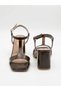 Women's Thick Heeled T-Strap Sandals Square Toe Ankle Strap Stylish Casual Sandals - 3