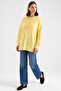 Stone Detailed Soft Fabric Oversize Knitwear Sweater Yellow 8290 - 5