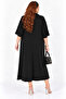 Plus Size Polo Collar Gold Button Detailed Capri Sleeve Relaxed Fit Women's Midi Dress - 2