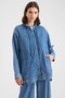 Zipper Closure, Lace Detail, Soft Denim Jacket and Trousers Two-Piece Set Blue 9468-Tk - 3