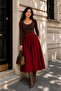 Lorenza Red Flared Skirt - 4