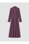 Burgundy Pleated Modal Blend Shirt Dress - 8