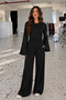 Women's Modal Double Suit with String Detail on the Back, Flounce Sleeves and Wide Legs 0247