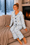 Raporlu Viscose Long Sleeve Patterned Pajama Set