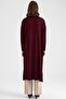 Button Closure V-Neck Long Knitwear Cardigan Claret Red 8291 - 7