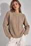 Women's Light Brown Knitted Soft Textured Sweater - 3