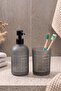 Black Glass 2-Piece Liquid Soap Dispenser & Toothbrush Holder Set - 5
