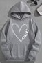 Unisex 3 Thread Cotton Gray Heart-Butterfly Print Loose Fit Sweatshirt Hoodie