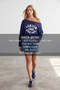 Women's Navy Blue Boat Neck Printed Modal Sweatshirt Alc-X15728 - 2