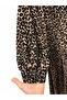 Plus Size Leopard Print Collar Detailed Capri Sleeve Relaxed Fit Women's Midi Dress - 6