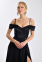 Heart Neckline Satin Maxi Dress - 4