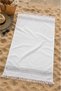 Patterned fringed 100% cotton beach and bath towel 74.5x161.5 cm - white grey - 2