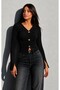Women's Gathered Accessory Detailed Spanish Sleeve Slit Blouse - 4