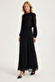 Long Tulle Dress up Tied Mock Neck Dress - 2