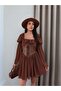 Collar Ruffle Corseted Chiffon Mini Dress - 5
