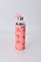 Glass Water Bottle with Case 750 ml Cherry Patterned – Protected with Steel Lid and Carrying Strap for Sports, School, Office, Detox Water Bottle - 3