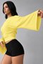 Women's Yellow Spanish Style Waist-Fitted Long Sleeve Stylish Blouse (4806)
