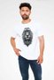 Unisex White T-Shirt with Helmeted Lion Print - 2