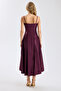 Flared Satin Midi Dress with Pockets - 5