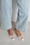 Anka White Mesh Bead Detailed Pointed Toe Women's Heeled Slippers