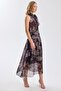 Bow-Tie Patterned Chiffon Maxi Dress - 3